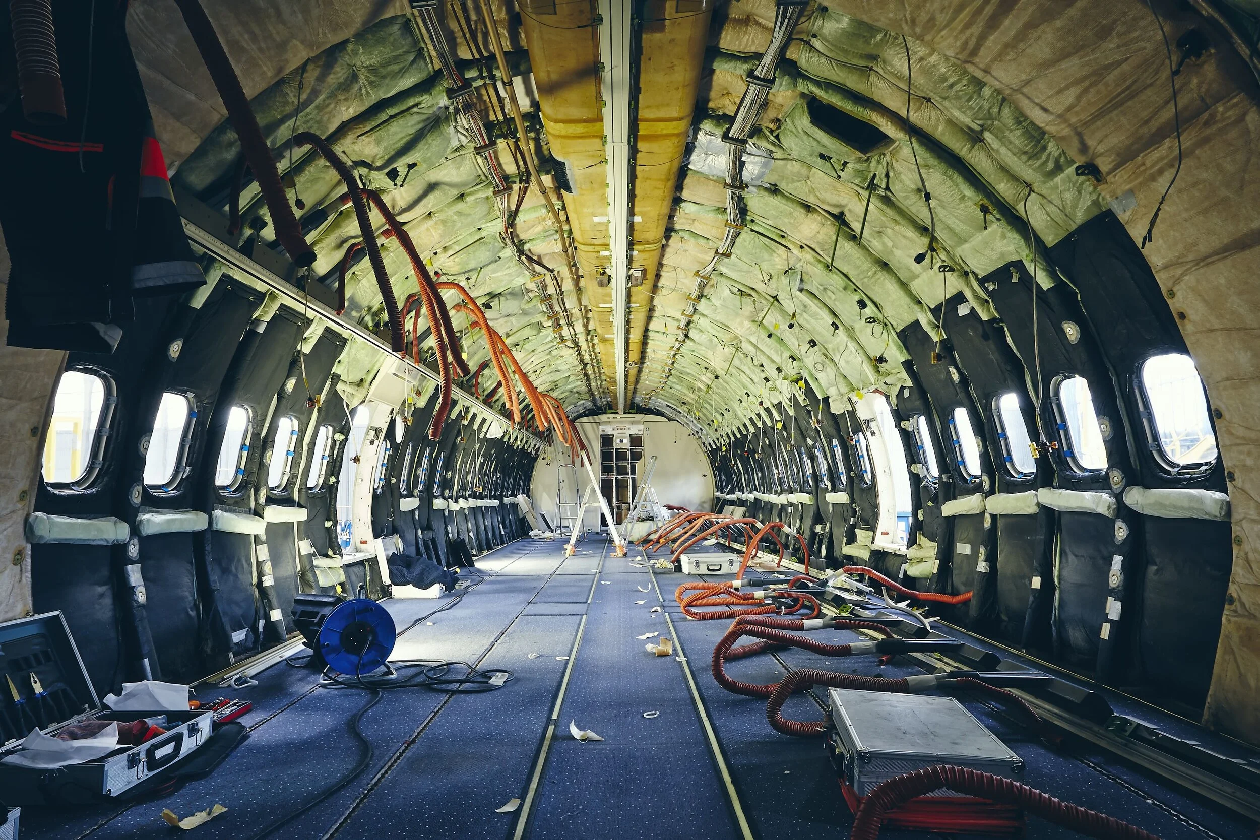 Airplane under heavy maintenance